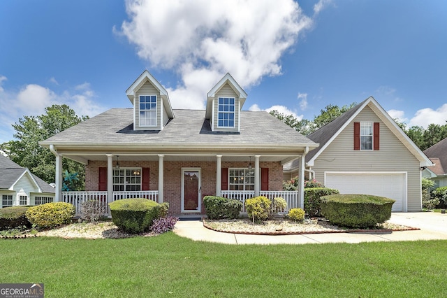 35 Deep Springs Way, Covington, GA 30016 - view of front of property featuring covered porch, brick siding, and a front lawn