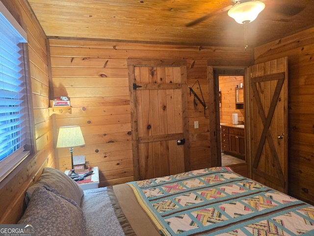 1151 Twin Mountain Lakes Cir, Talking Rock, GA 30175 - bedroom featuring wooden walls and wood ceiling