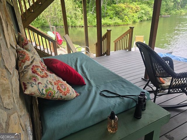 1151 Twin Mountain Lakes Cir, Talking Rock, GA 30175 - wooden terrace featuring a water view and a dock