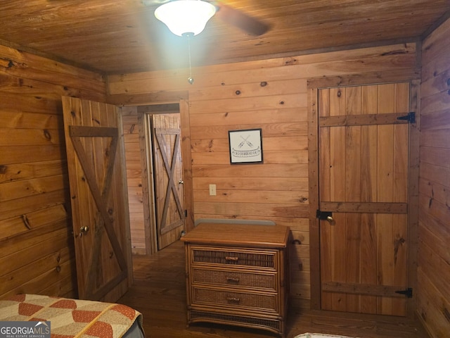 1151 Twin Mountain Lakes Cir, Talking Rock, GA 30175 - bedroom featuring wooden walls, wood finished floors, and wood ceiling