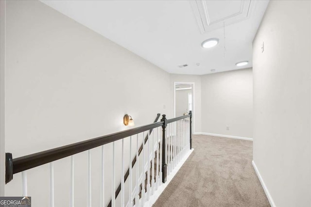 3607 Archgate Ct, Alpharetta, GA 30004 - corridor featuring attic access, carpet floors, and an upstairs landing