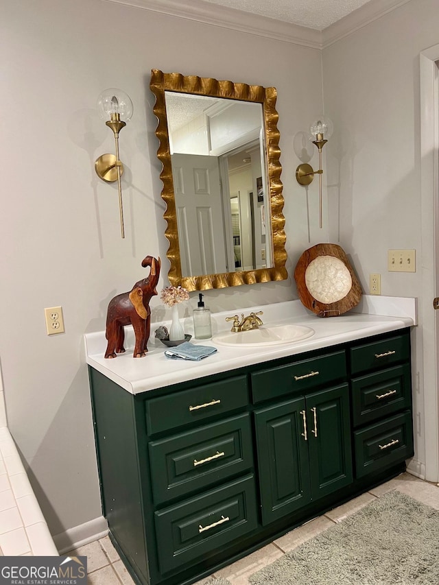 507 S College St, Metter, GA 30439 - bathroom featuring tile patterned flooring, vanity, and crown molding