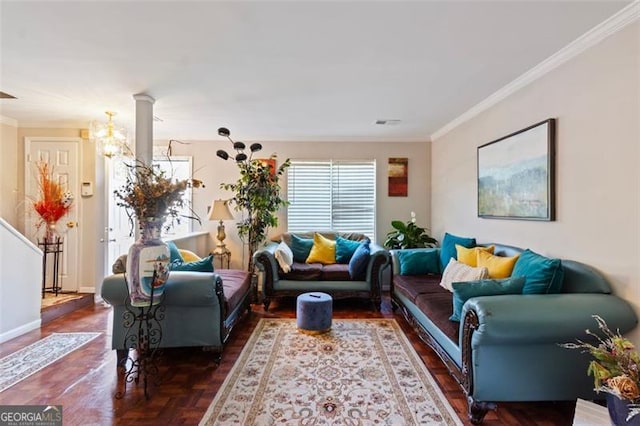 8566 Jamestown Way, Jonesboro, GA 30238 - living room with ornamental molding and baseboards
