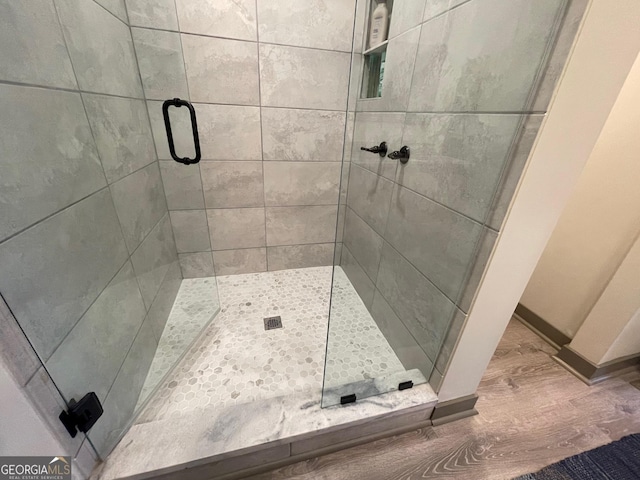 400 Mulberry Cir, Jasper, GA 30143 - full bath with wood finished floors and a shower stall