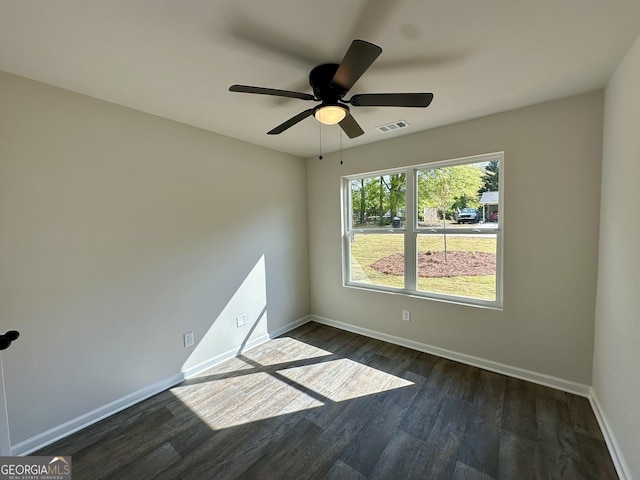 278 Stancil Dr, Toccoa, GA 30577 - unfurnished room with dark wood-style flooring, baseboards, and ceiling fan