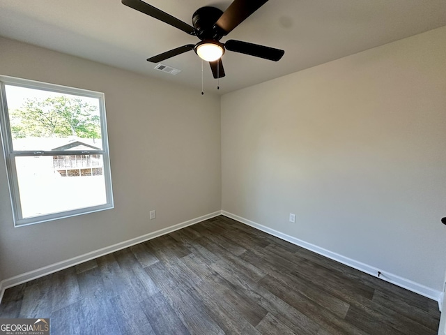 278 Stancil Dr, Toccoa, GA 30577 - empty room featuring dark wood-type flooring, ceiling fan, and baseboards