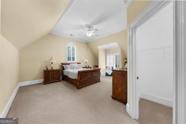 9005 Old Southwick Pass, Alpharetta, GA 30022 - bedroom with light colored carpet, a closet, lofted ceiling, and a ceiling fan