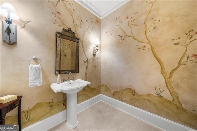 9005 Old Southwick Pass, Alpharetta, GA 30022 - bathroom with ornamental molding and baseboards