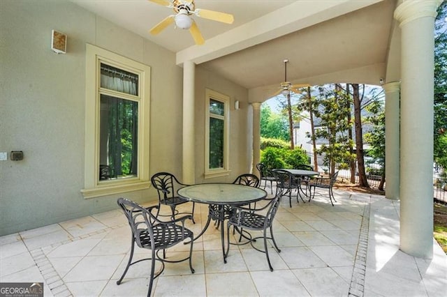9005 Old Southwick Pass, Alpharetta, GA 30022 - view of patio / terrace with outdoor dining area and a ceiling fan