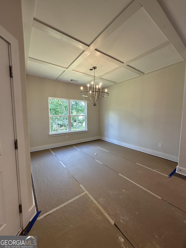 11156 Cornerstone Way, Hampton, GA 30228 - unfurnished room featuring coffered ceiling and a chandelier