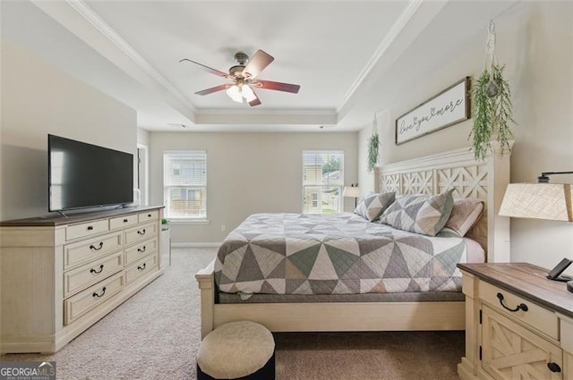 771 Tulip Poplar, Lawrenceville, GA 30044 - bedroom with a tray ceiling, light colored carpet, multiple windows, and ornamental molding