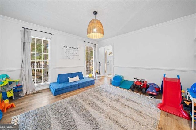 150 Kensley Way, Dallas, GA 30157 - game room featuring wood finished floors and crown molding