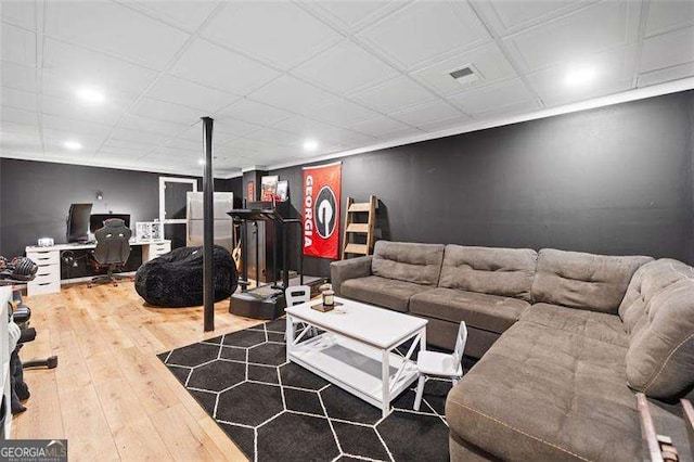 150 Kensley Way, Dallas, GA 30157 - living area featuring hardwood / wood-style floors, a desk, and recessed lighting