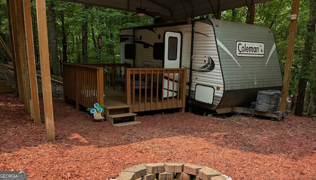 336 6th St, Ellijay, GA 30540 - deck featuring ceiling fan