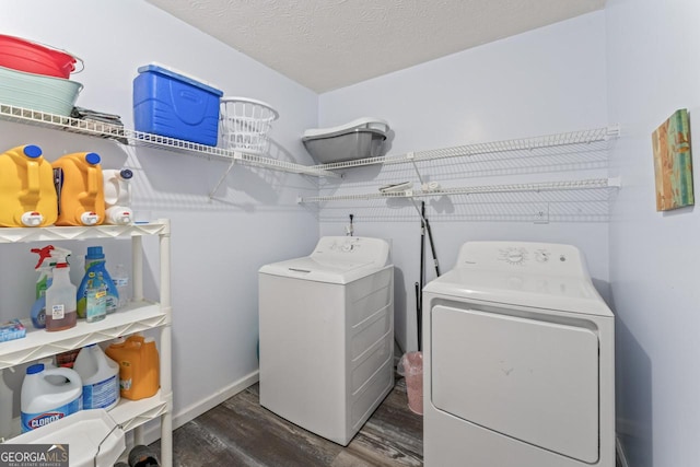 1738 Sherry Ln, Jonesboro, GA 30236 - laundry area with washer and dryer, wood finished floors, and a textured ceiling