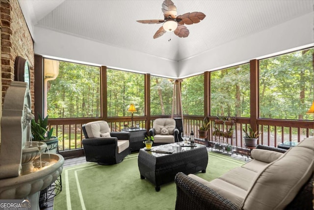 771 Rattlesnake Rdg, Dawsonville, GA 30534 - sunroom / solarium featuring outdoor lounge area, ceiling fan, and plenty of natural light