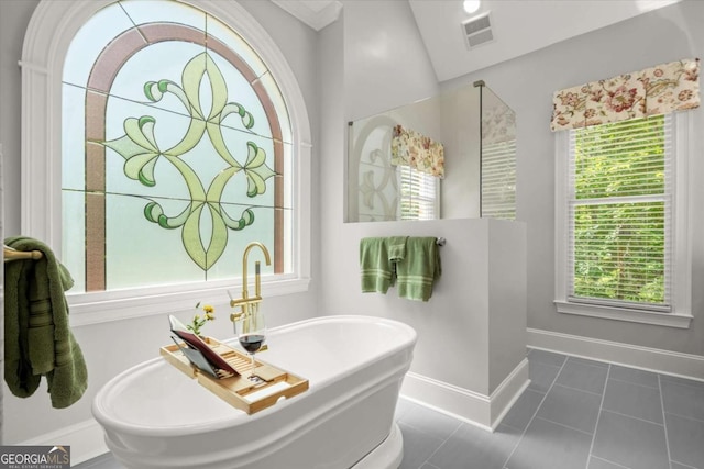 771 Rattlesnake Rdg, Dawsonville, GA 30534 - full bathroom featuring a soaking tub and tile patterned flooring