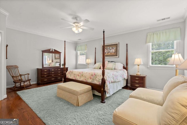 771 Rattlesnake Rdg, Dawsonville, GA 30534 - bedroom featuring wood finished floors, crown molding, and a ceiling fan