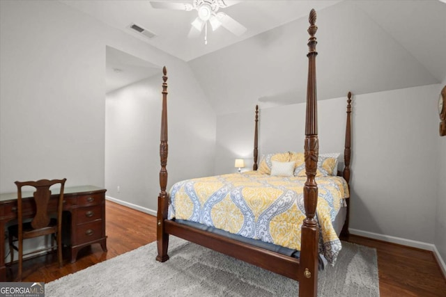 771 Rattlesnake Rdg, Dawsonville, GA 30534 - bedroom with vaulted ceiling, wood finished floors, and ceiling fan
