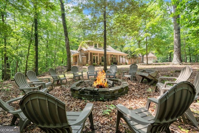 771 Rattlesnake Rdg, Dawsonville, GA 30534 - view of yard featuring a fire pit