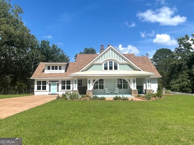 1000 Three Notch Rd, Buckhead, GA 30625 - view of front of home with covered porch, a chimney, and a shingled roof