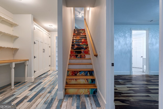 1000 Three Notch Rd, Buckhead, GA 30625 - stairs featuring wood finished floors and a ceiling fan