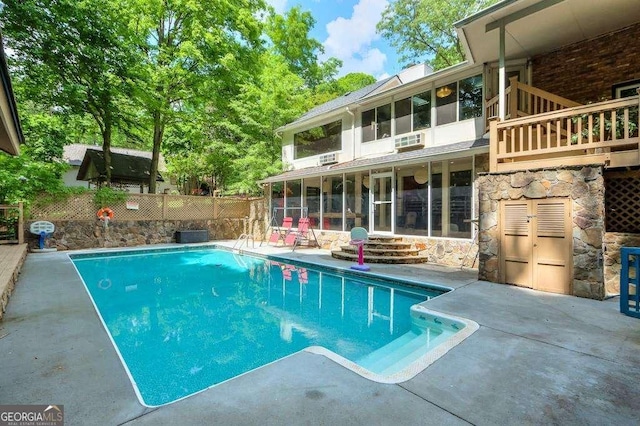 3493 Wood Acres Blvd, Duluth, GA 30096 - view of pool featuring a patio and a sunroom
