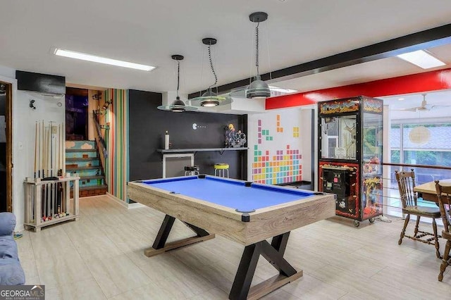 3493 Wood Acres Blvd, Duluth, GA 30096 - playroom with billiards and beam ceiling