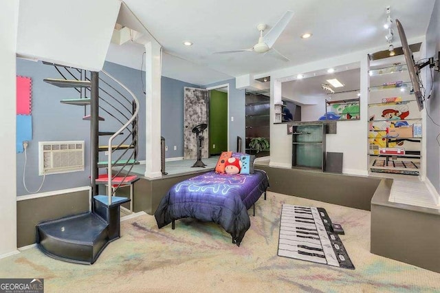 3493 Wood Acres Blvd, Duluth, GA 30096 - carpeted bedroom with baseboards and a wall unit AC