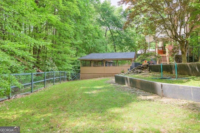 3493 Wood Acres Blvd, Duluth, GA 30096 - view of yard featuring a sunroom