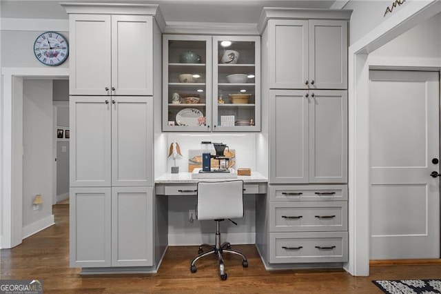 100 Yunsoo Pl E, Big Canoe, GA 30143 - office area featuring built in desk and dark wood-type flooring