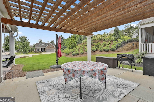 819 Firefly Ct, Griffin, GA 30223 - view of patio with a pergola, a grill, and a hot tub