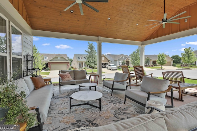 819 Firefly Ct, Griffin, GA 30223 - view of patio / terrace featuring a ceiling fan, a residential view, and an outdoor living space