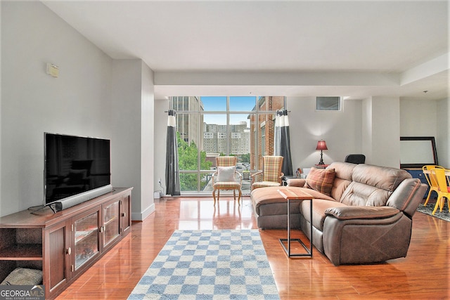 171 Auburn Ave NE Unit 521, Atlanta, GA 30303 - living area featuring wood finished floors and baseboards
