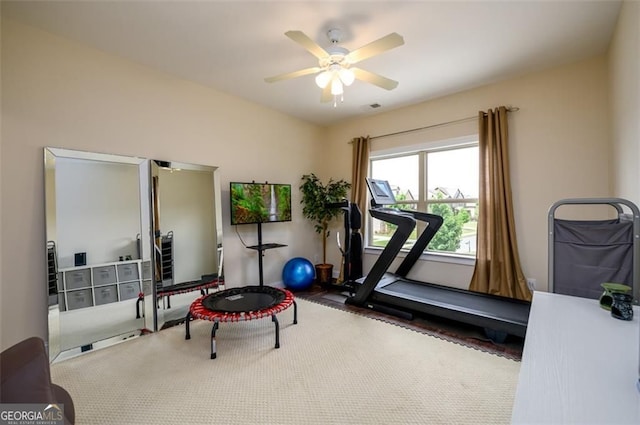 6110 Read Rd, Suwanee, GA 30024 - workout area with a ceiling fan and carpet