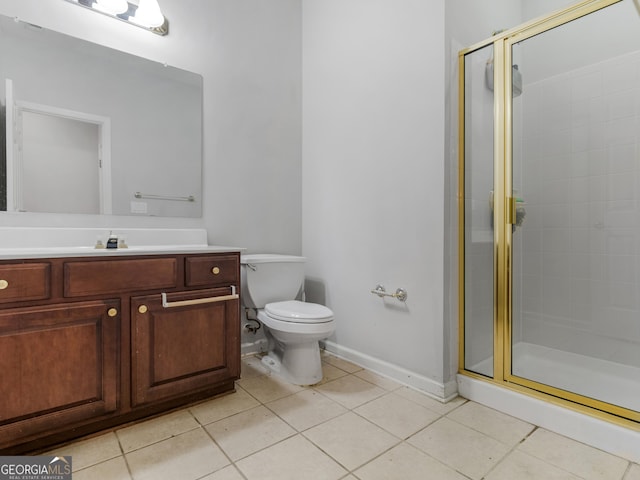 1613 Brolington Ct, Conyers, GA 30013 - bathroom featuring tile patterned flooring, a shower stall, and vanity