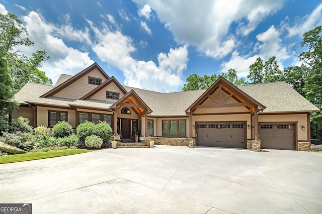 177 Selfridge Rd, Mcdonough, GA 30252 - craftsman inspired home with concrete driveway, an attached garage, stone siding, and a shingled roof