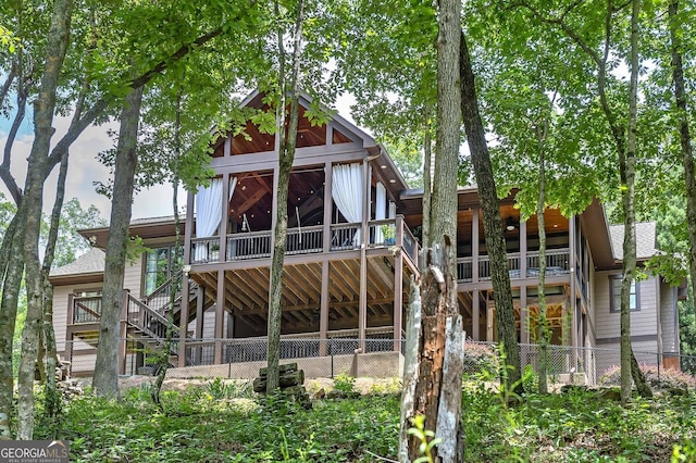 177 Selfridge Rd, Mcdonough, GA 30252 - back of house featuring stairs and a wooden deck