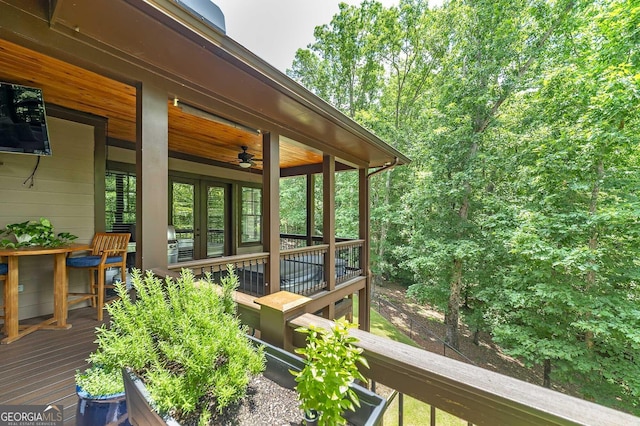 177 Selfridge Rd, Mcdonough, GA 30252 - wooden terrace featuring a ceiling fan and french doors