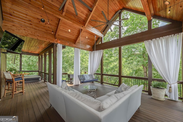 177 Selfridge Rd, Mcdonough, GA 30252 - sunroom / solarium with an outdoor hangout area and ceiling fan