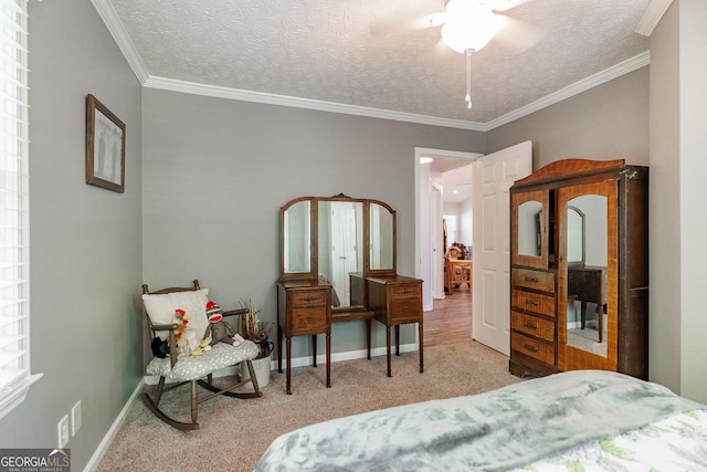 82 Post Oak Cir, Crawford, GA 30630 - carpeted bedroom with baseboards, ornamental molding, and a textured ceiling