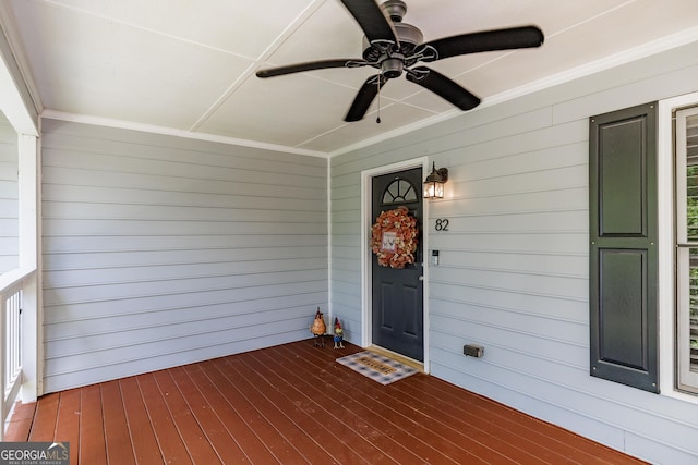 82 Post Oak Cir, Crawford, GA 30630 - wooden porch featuring ceiling fan