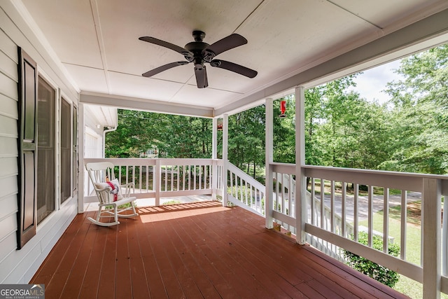 82 Post Oak Cir, Crawford, GA 30630 - wooden terrace featuring ceiling fan