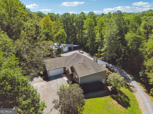 76 Lightning Rdg, Dawsonville, GA 30534 - aerial view of property and surrounding area featuring a heavily wooded area