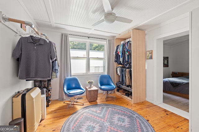278 Fourth St, Athens, GA 30601 - sitting room featuring hardwood / wood-style flooring and ceiling fan