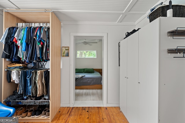 278 Fourth St, Athens, GA 30601 - spacious closet with wood finished floors and a ceiling fan