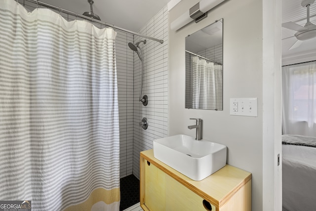278 Fourth St, Athens, GA 30601 - bathroom with vanity and a shower with curtain