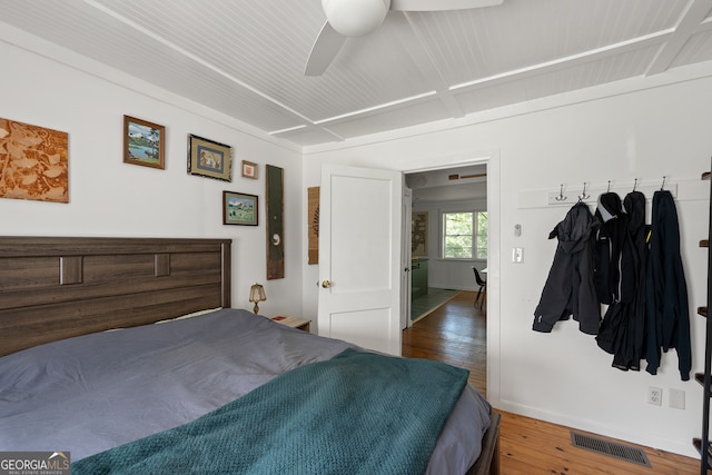 278 Fourth St, Athens, GA 30601 - bedroom with hardwood / wood-style floors and a ceiling fan