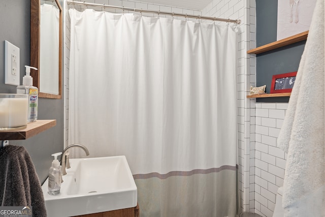 278 Fourth St, Athens, GA 30601 - full bathroom featuring a sink and curtained shower