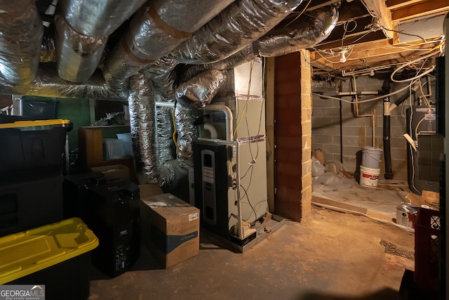 278 Fourth St, Athens, GA 30601 - unfinished basement with heating unit